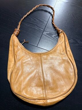 Tan Italian Leather Hobo Shoulder Bag - Unbranded